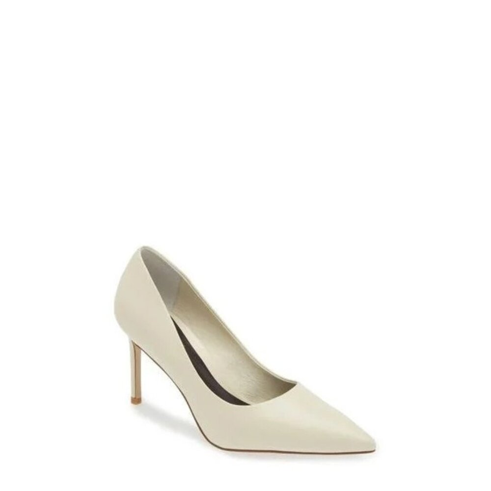 Jeffrey Campbell Nikia Ivory Leather Pointed Toe Stiletto Pumps SZ 8 NEW SH03